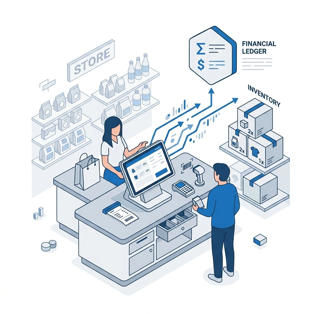 Ilustrasi integrasi POS dan manajemen penjualan retail SAP Business One