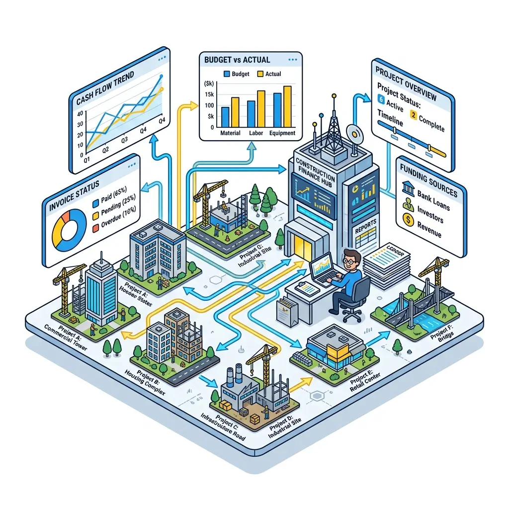 Ilustrasi keuangan proyek dan cash flow SAP Business One konstruksi