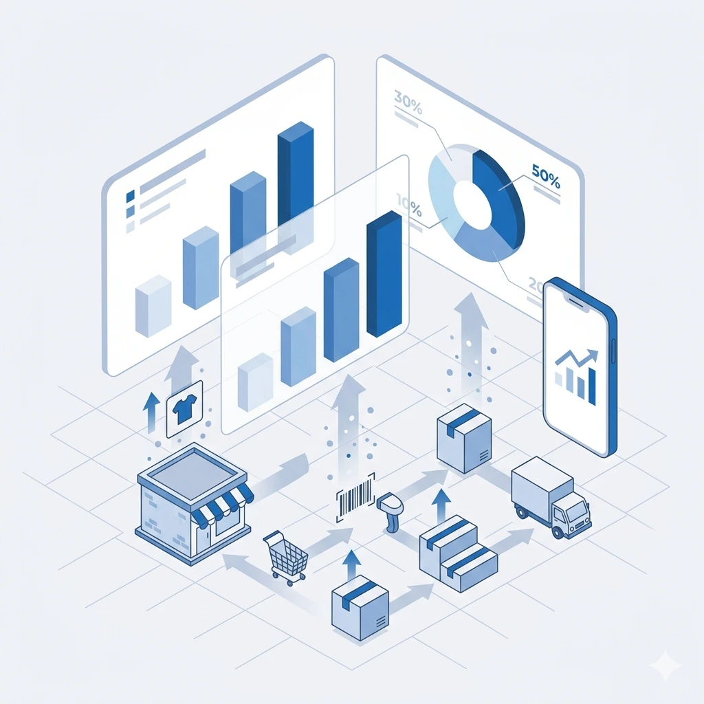 Ilustrasi laporan dan analitik bisnis retail SAP Business One