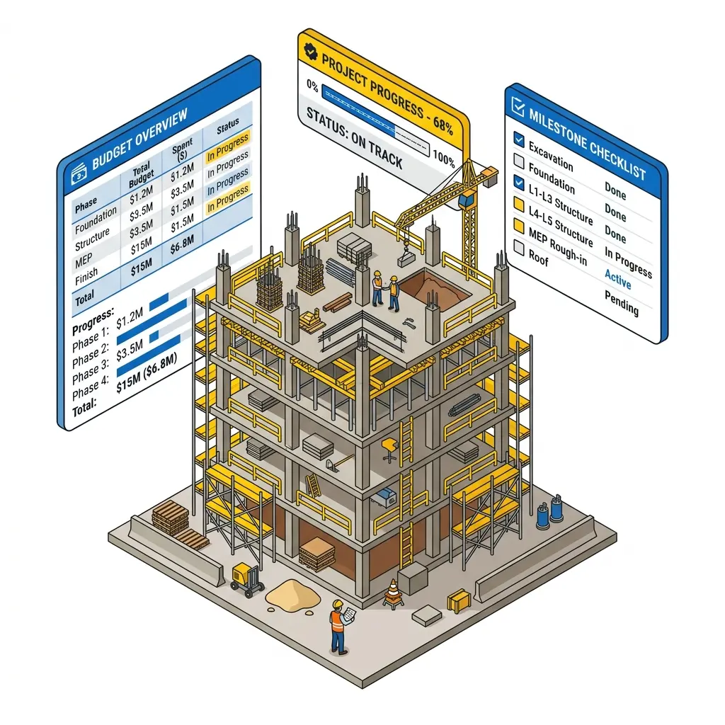 Ilustrasi manajemen proyek dan RAB SAP Business One konstruksi