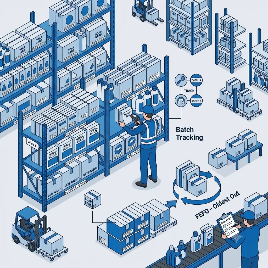 Ilustrasi manajemen stok dan batch consumer goods SAP Business One