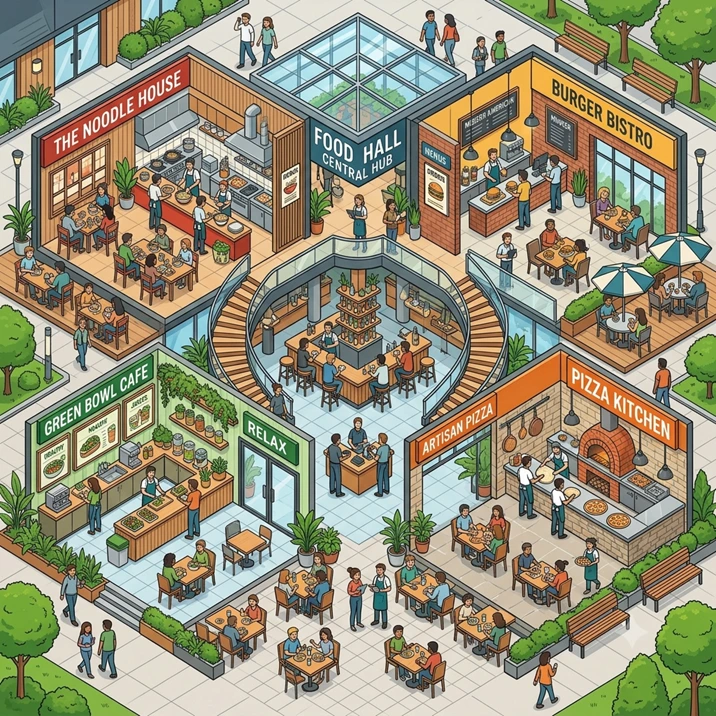 Ilustrasi manajemen multi-outlet F&B chain SAP Business One