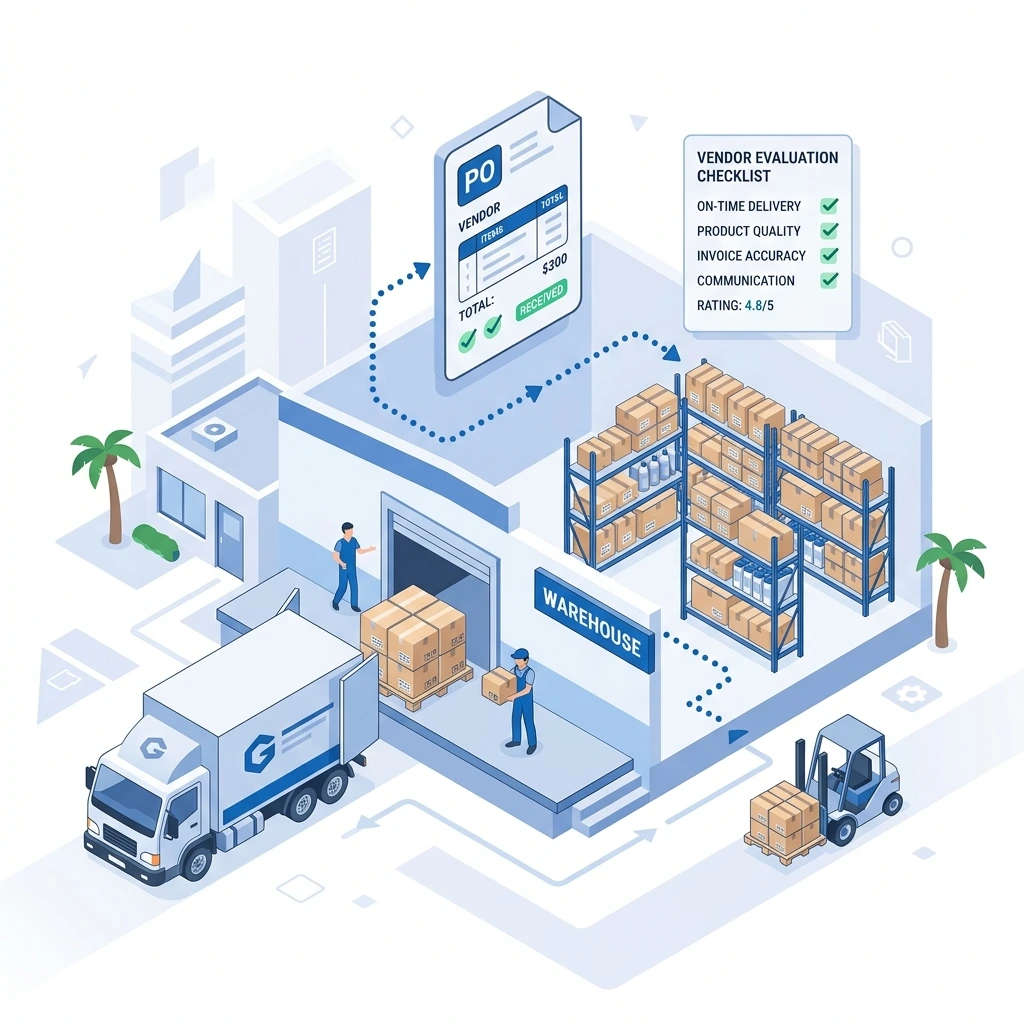 Ilustrasi manajemen pembelian dan pemasok retail SAP Business One