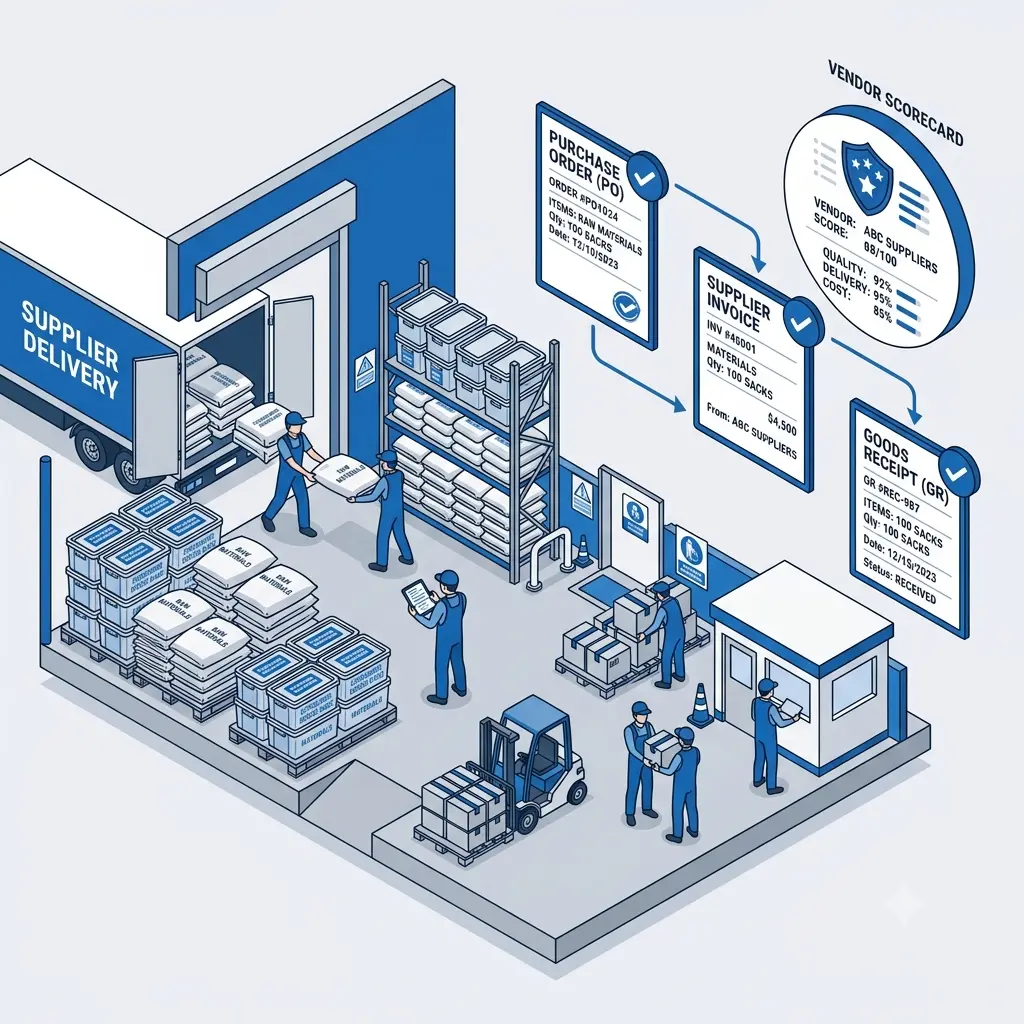 Ilustrasi manajemen pembelian dan pemasok consumer goods SAP Business One