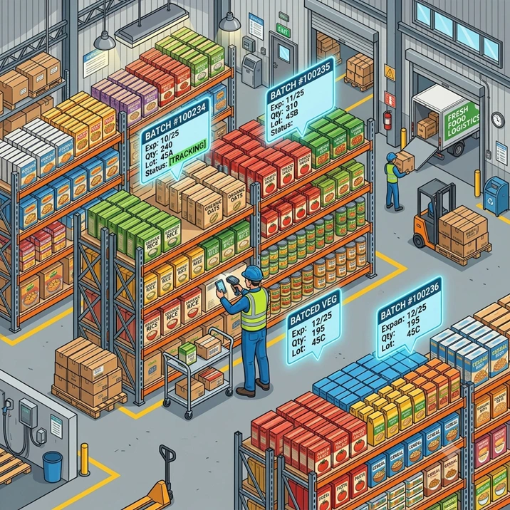 Ilustrasi manajemen stok dan batch tracking F&B SAP Business One