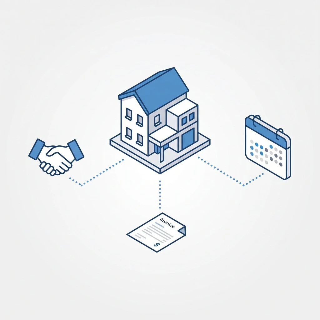 Ilustrasi penjualan unit dan cicilan real estate SAP Business One